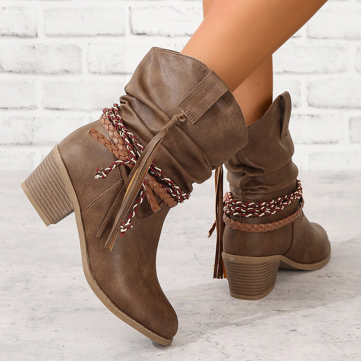 Vintage Western Cowboy Stiefeletten mit Quasten