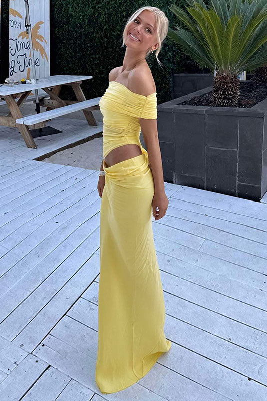 Sheer Mesh Off-Shoulder Maxi Dress