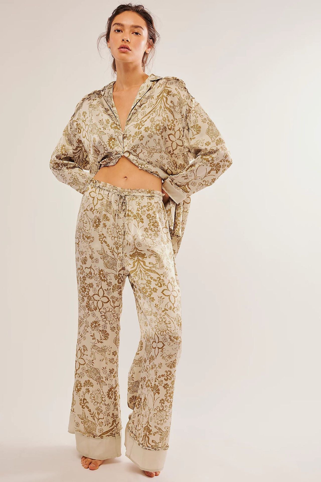 Te-party tryck fluga pyjamas set