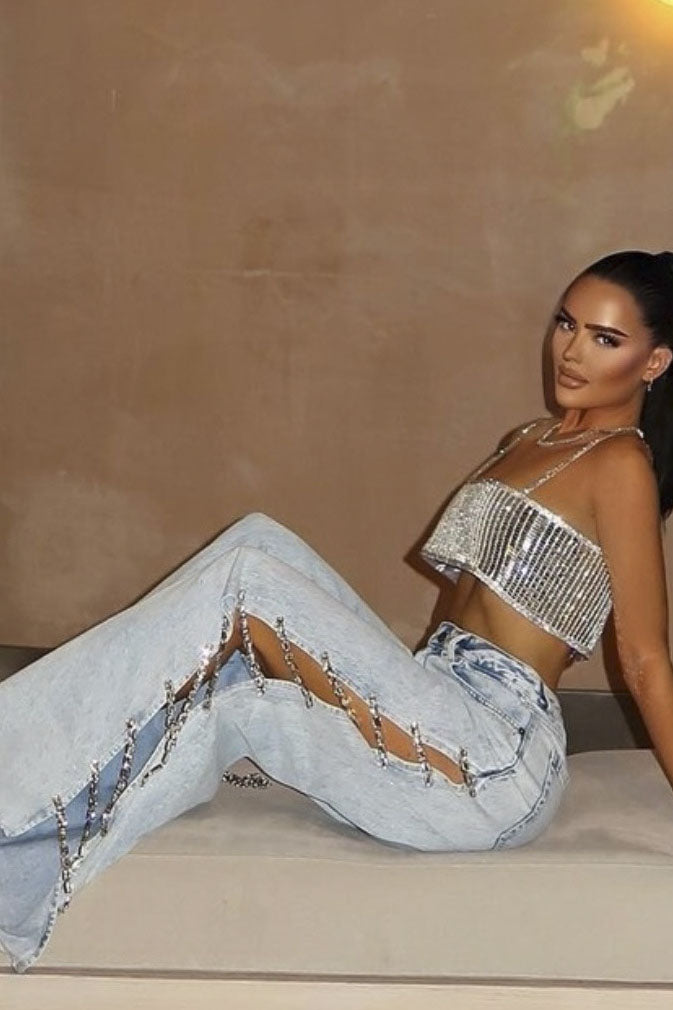 Joa Broderet Blonde Trimmet Flare Maxi Kjole