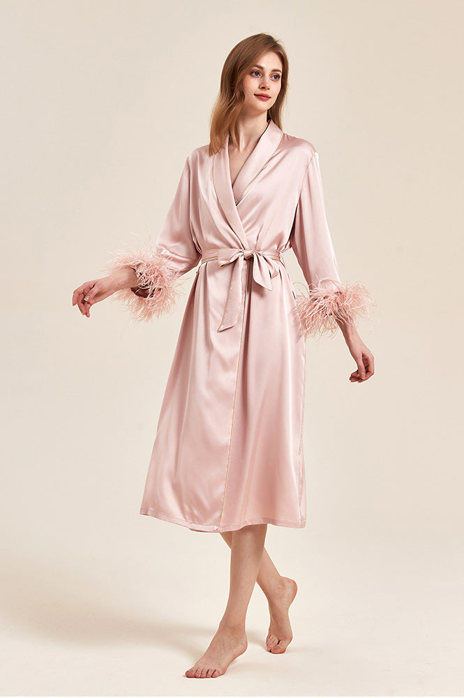 Pink Feather Bridal Robe