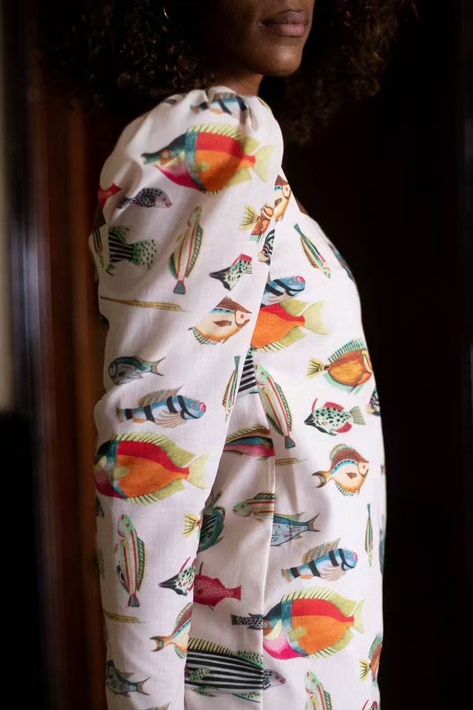 Minikleid mit Fisch-Print