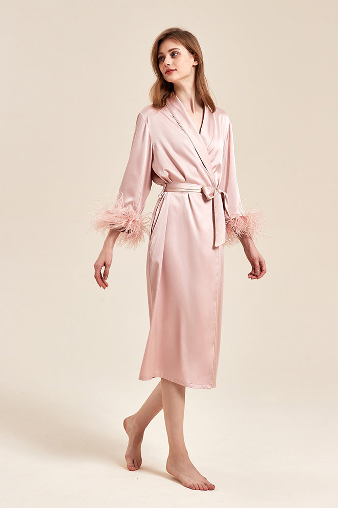 Pink Feather Bridal Robe