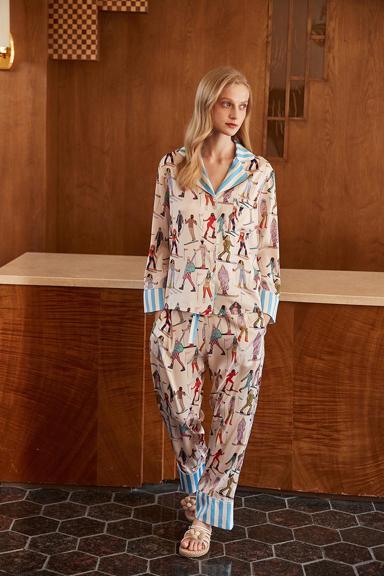 Pyjamaset met skisportprint