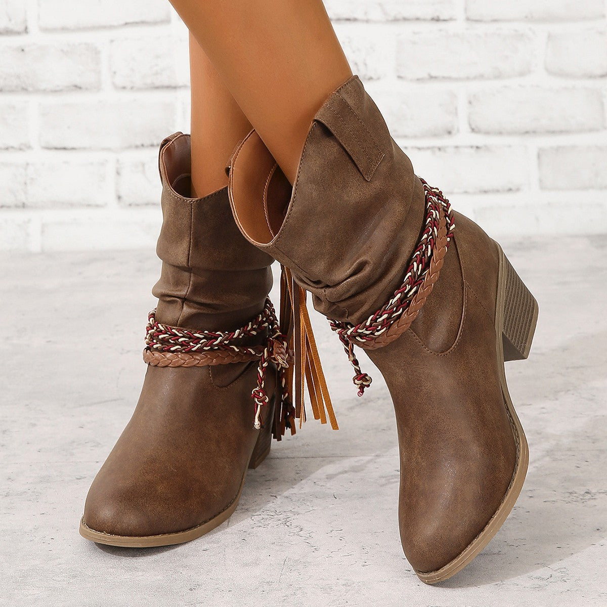 Vintage Western Cowboy Stiefeletten mit Quasten