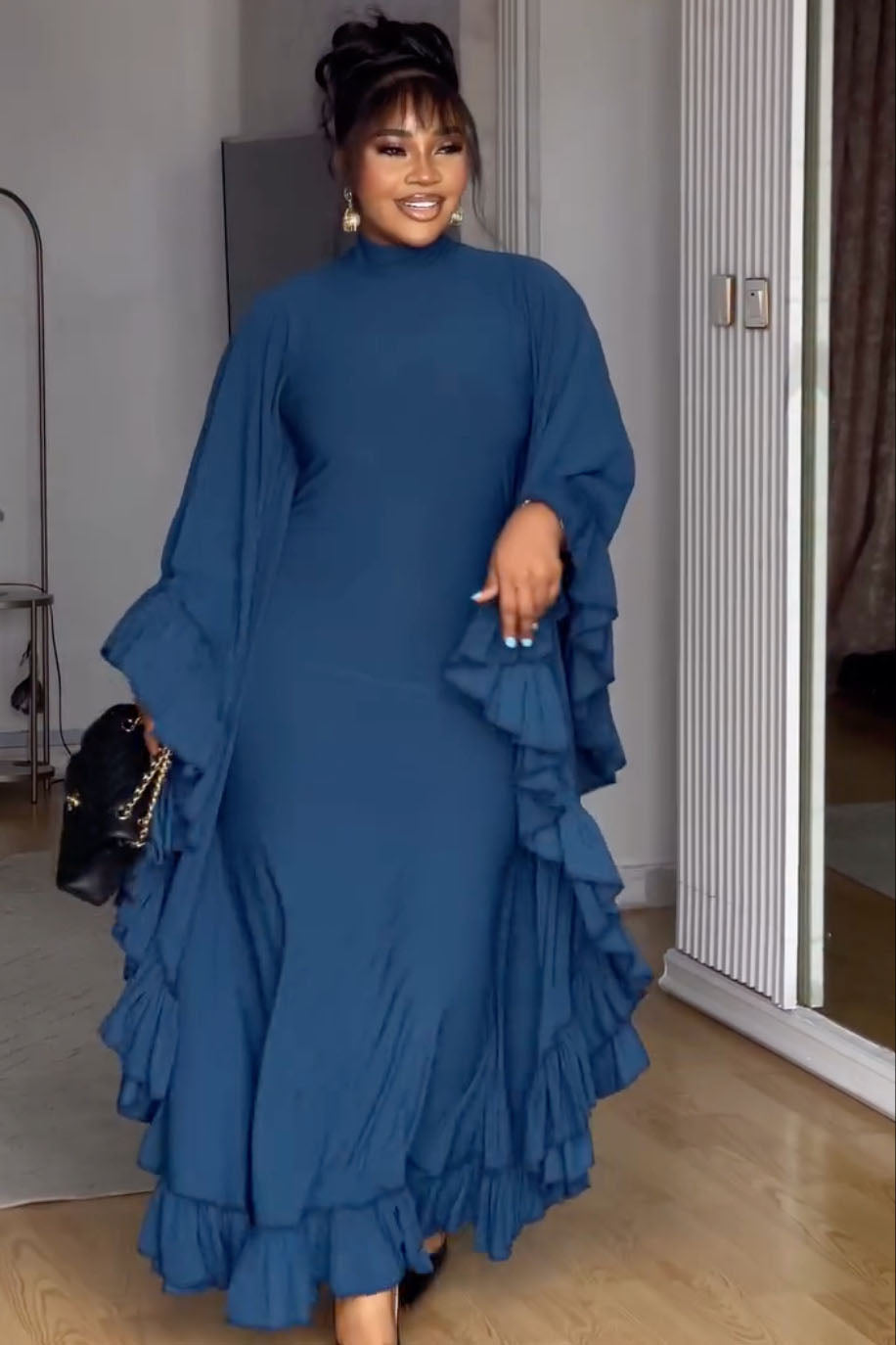 Vestito lungo fluente con stampa divertente di aragosta