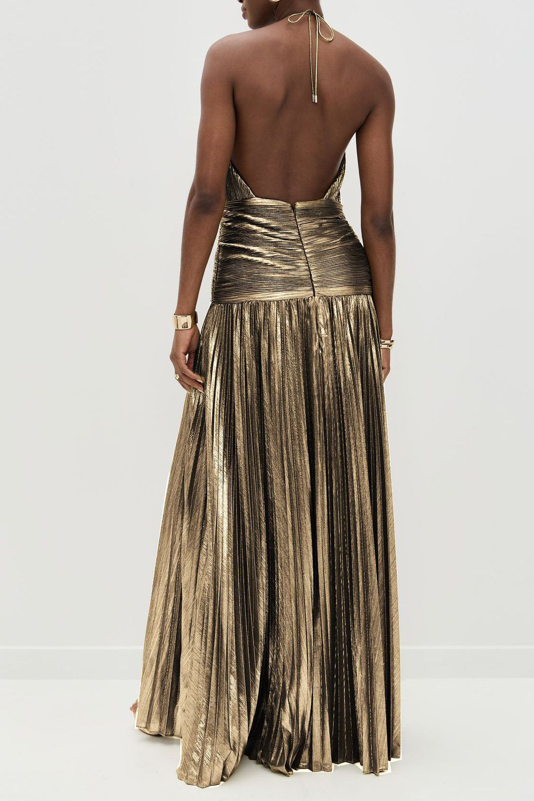Vestido largo metálico Thalia en peridoto