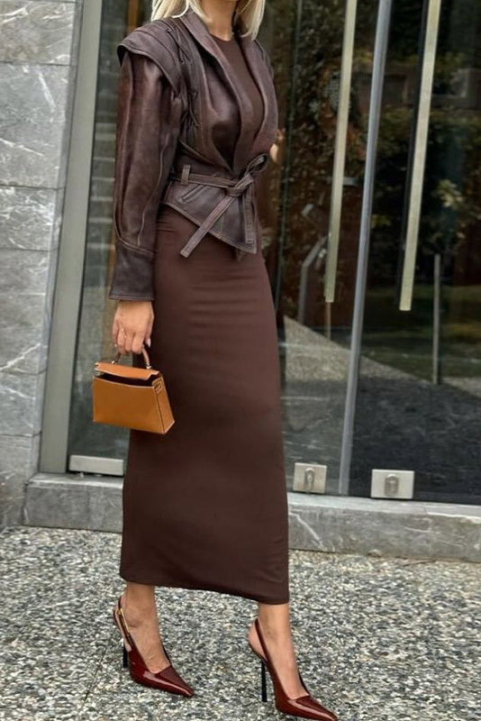 Joa İşlemeli Dantel Kenarlı Flare Uzun Elbise