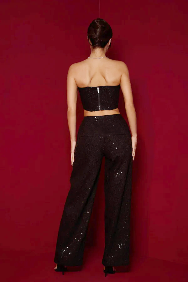 Ensemble pantalon en jean à paillettes Belinda