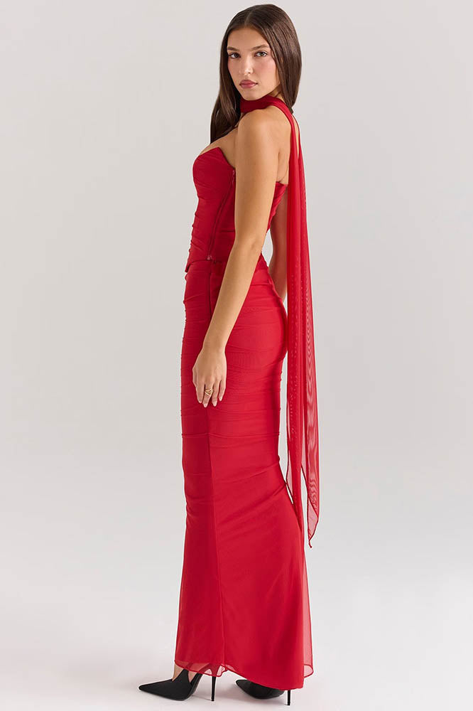 Flowy Tie Strapless Slimming Skirt Set