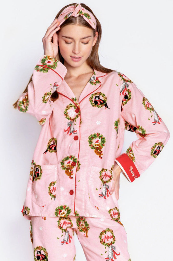 Kitten Wreath Print Pyjama Set