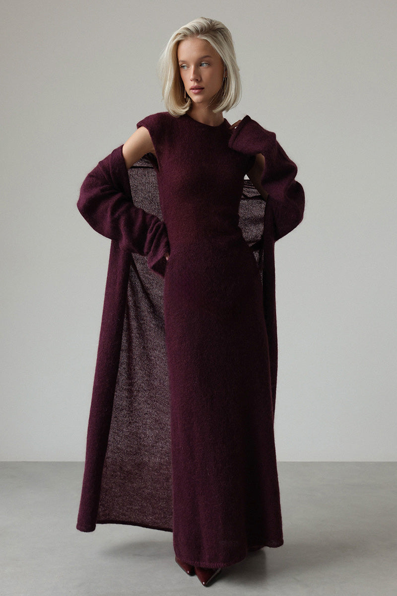 Rochie maxi din tricot cu decupaj Josie cu decolteu în V