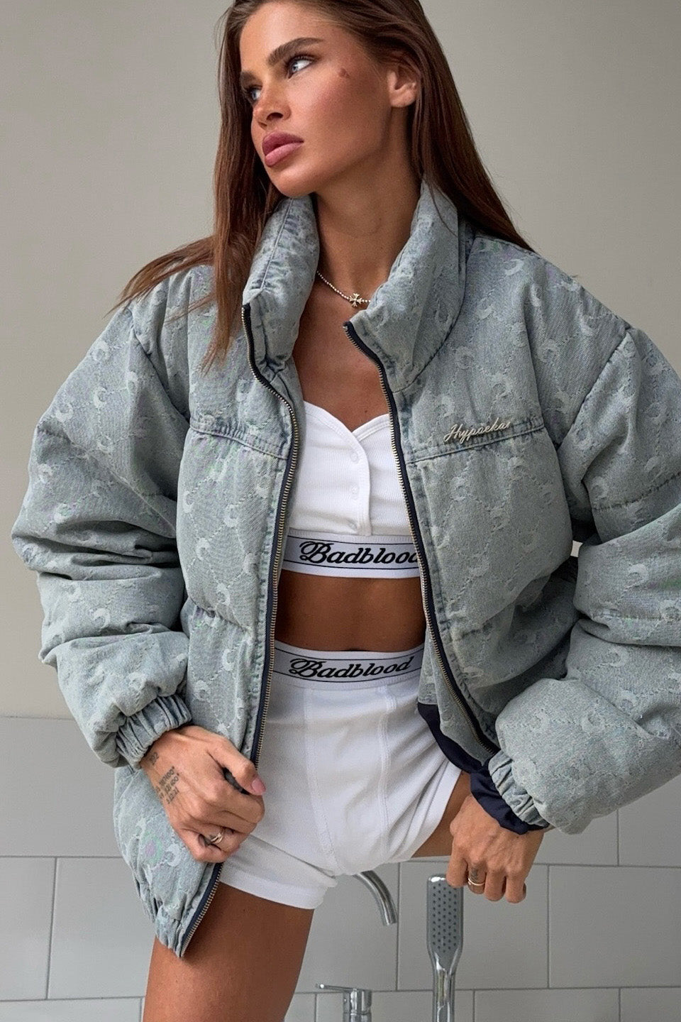 ジョア 刺繍レーストリムフレアマキシドレス