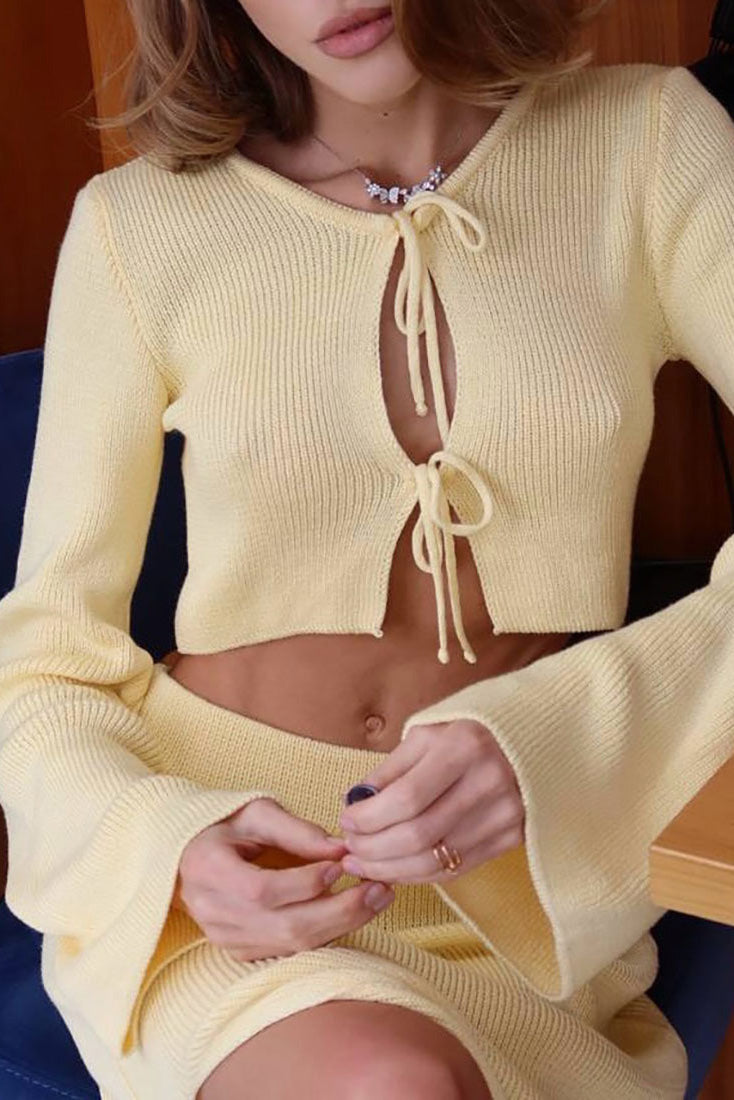 French Y2K Girl Pink Knit Set