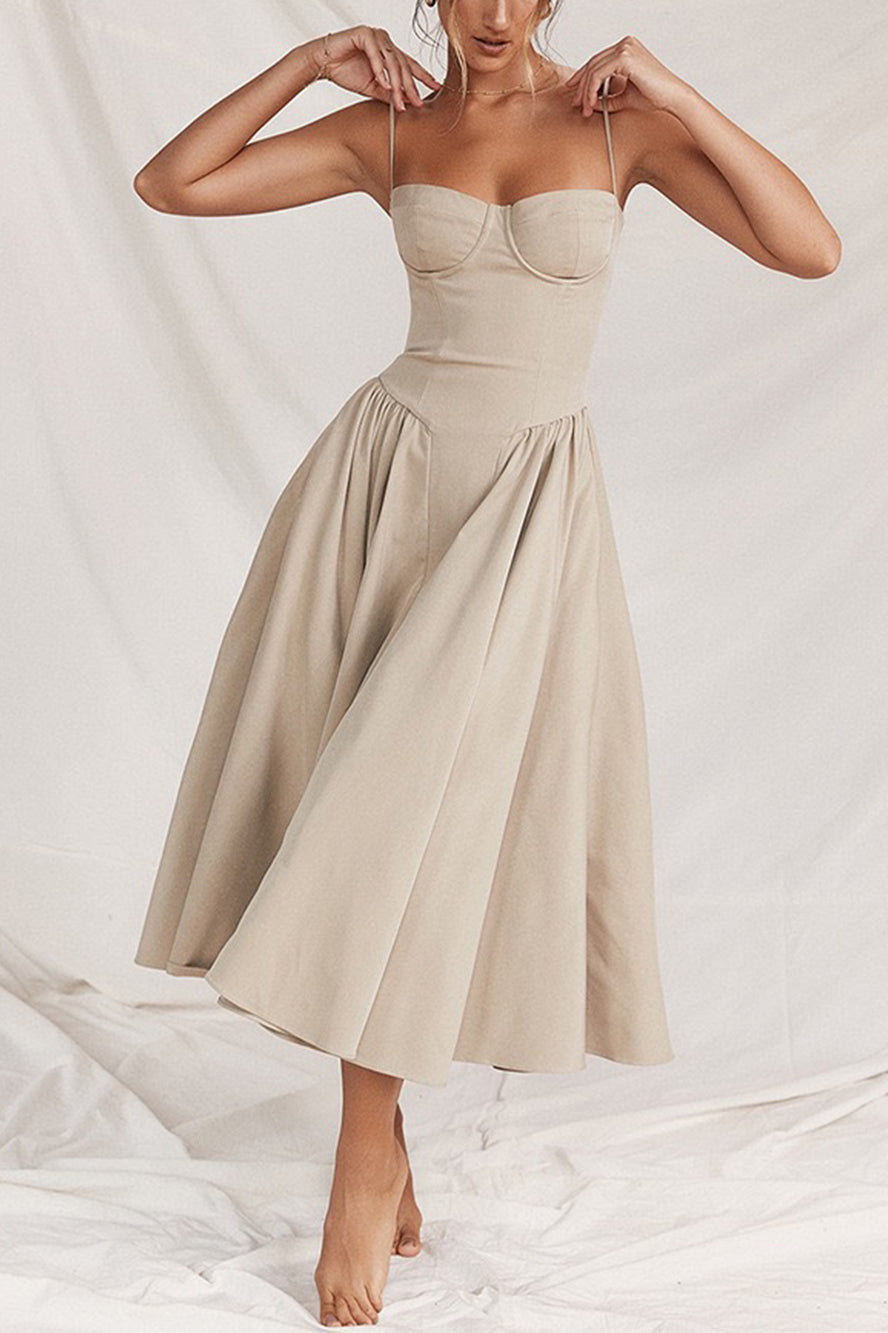 Robe mi-longue sexy à bretelles