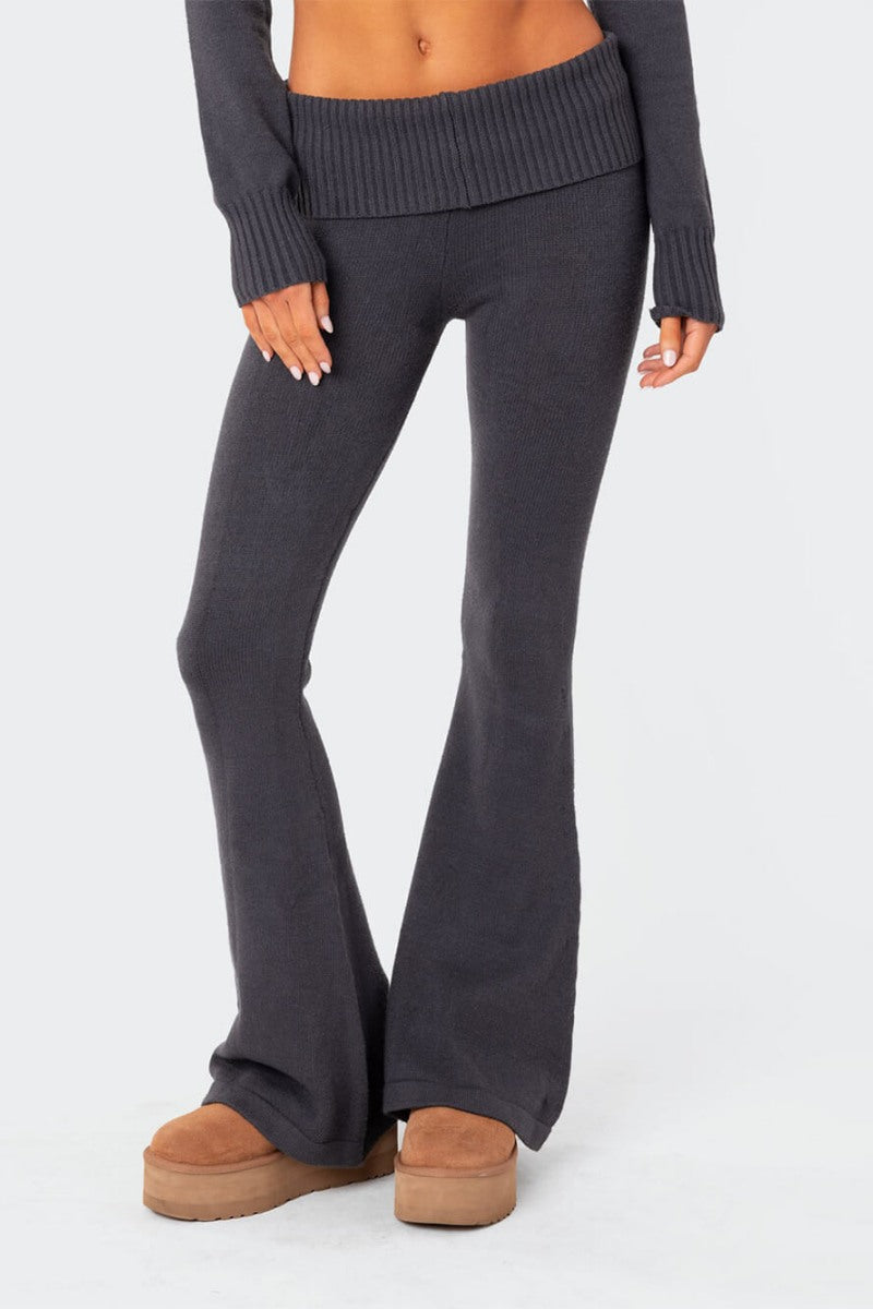 Ruched Crop Top & Flare Leg Pants Set