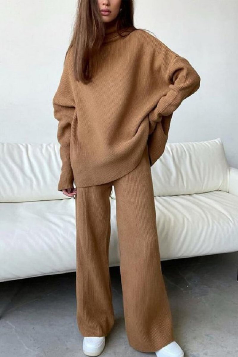 Loose Turtleneck gestréckte Casual Zwee-Stéck Set