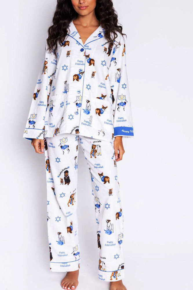 Cute Dog Print Pyjama Set