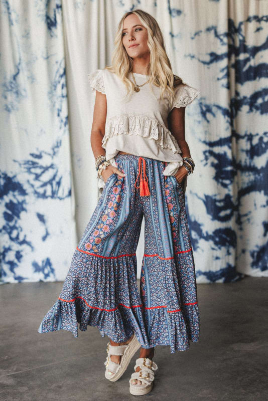 Aixika Printed Wide Leg Pants