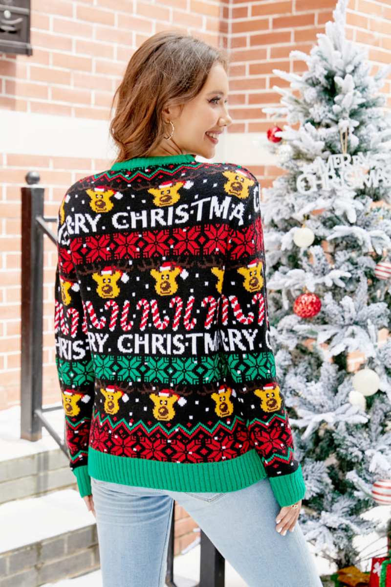 Pull en tricot avec motif de renne de Noël