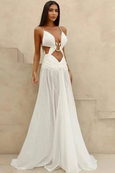 Midnight Veil Out Cut-Out Maxi Kleed