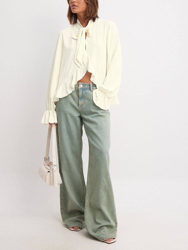 Off-White Ruffle Tie Blouse