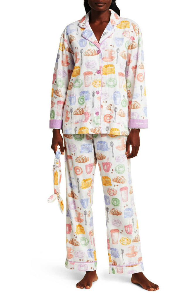 Mælk Te & Brød Print Pyjamas Sæt