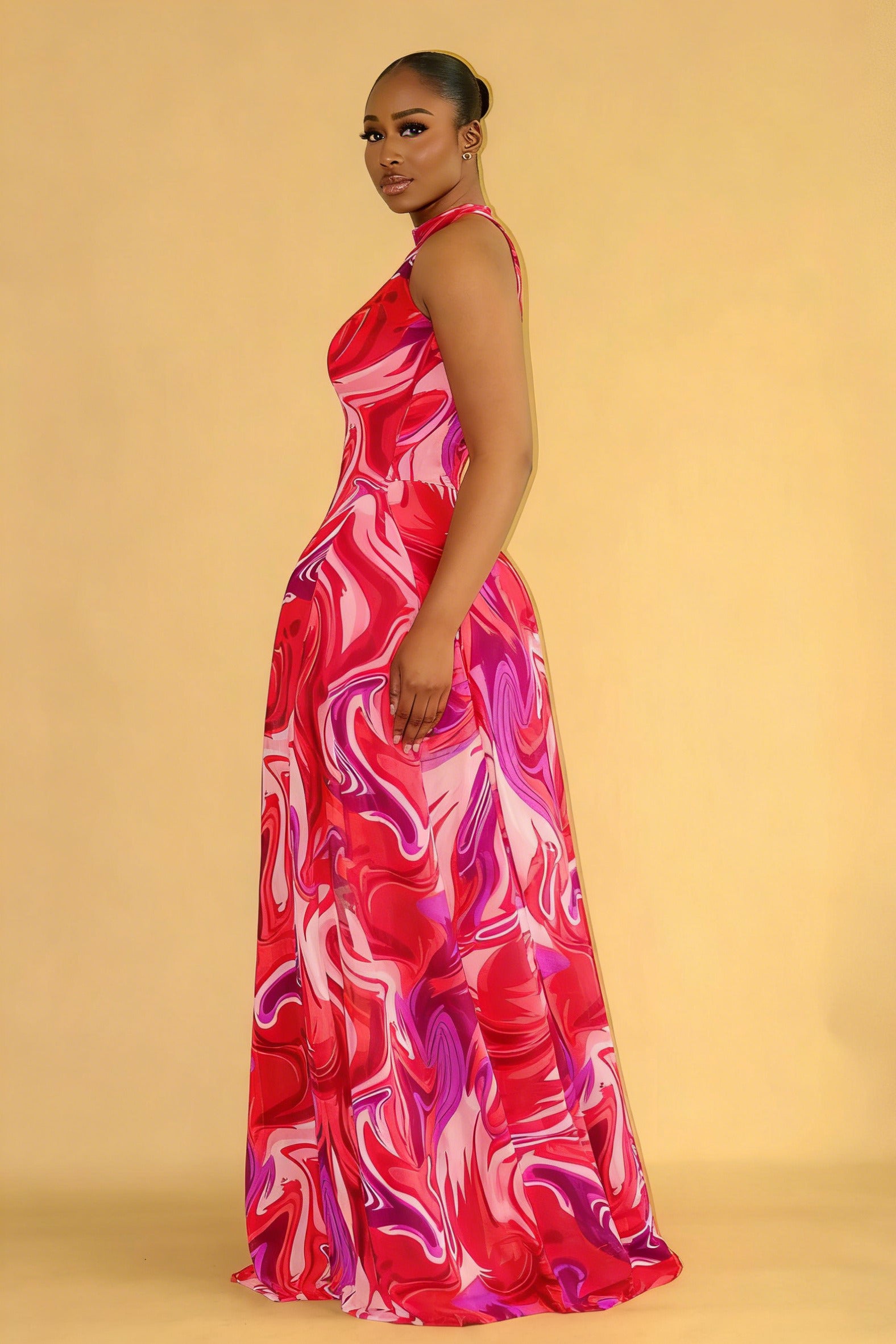 Vibrant Tie-Dye Back-Tie Maxi Dress