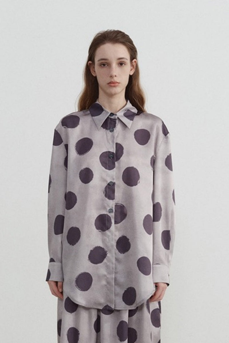 Polka Dot Print Langermet skjorte