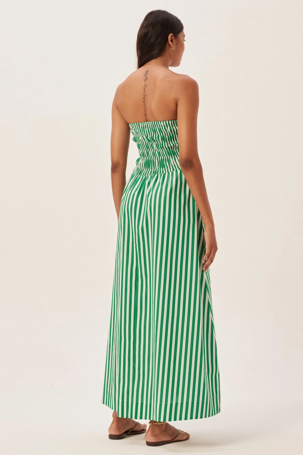 Maud Smocked Stripe Tube Maxi Dress-Sunfere