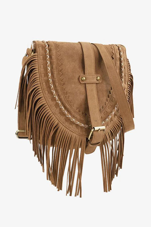 Bruine Western Cowboy Stijl Fringe Crossbody Tas