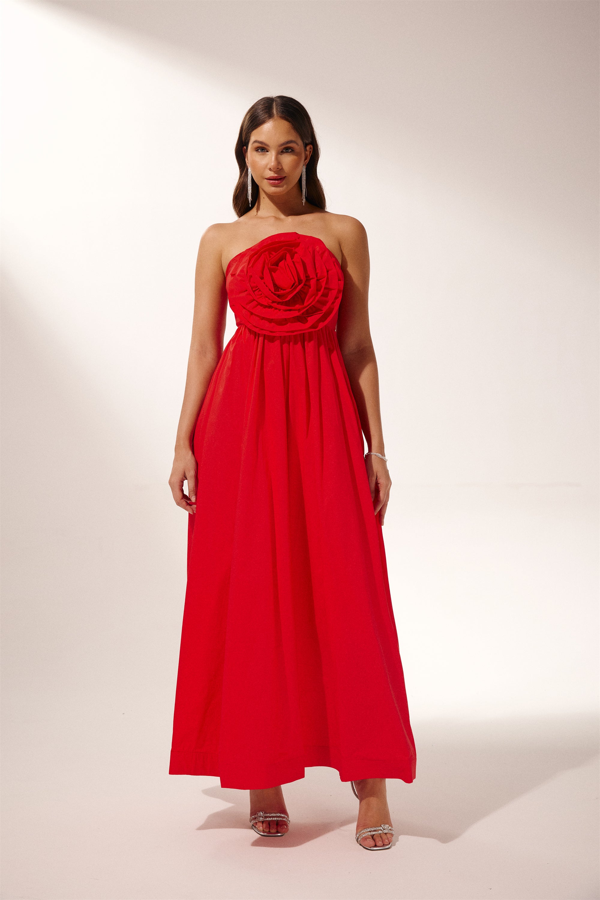 Frederica Flower Strapless Maxi Dress