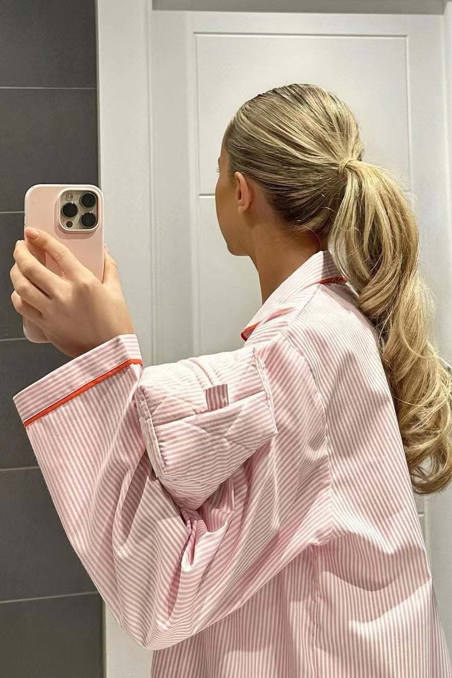 Roze gestreepte hart pyjamaset