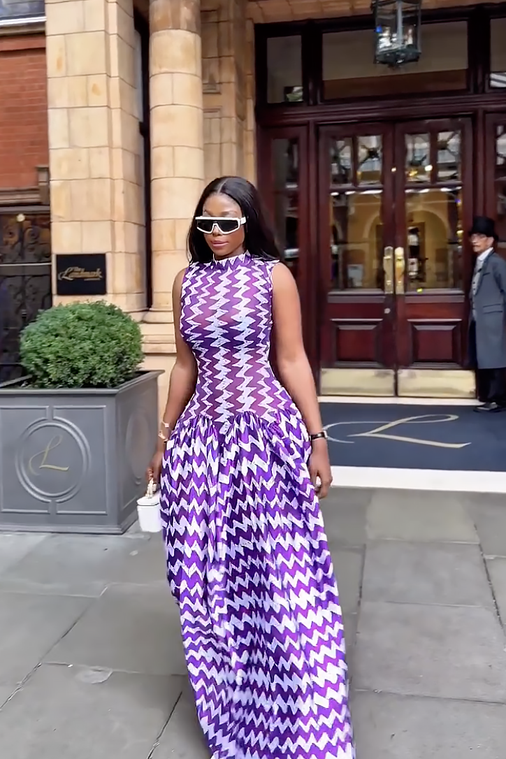 Purple Zigzag Print Maxi Dress