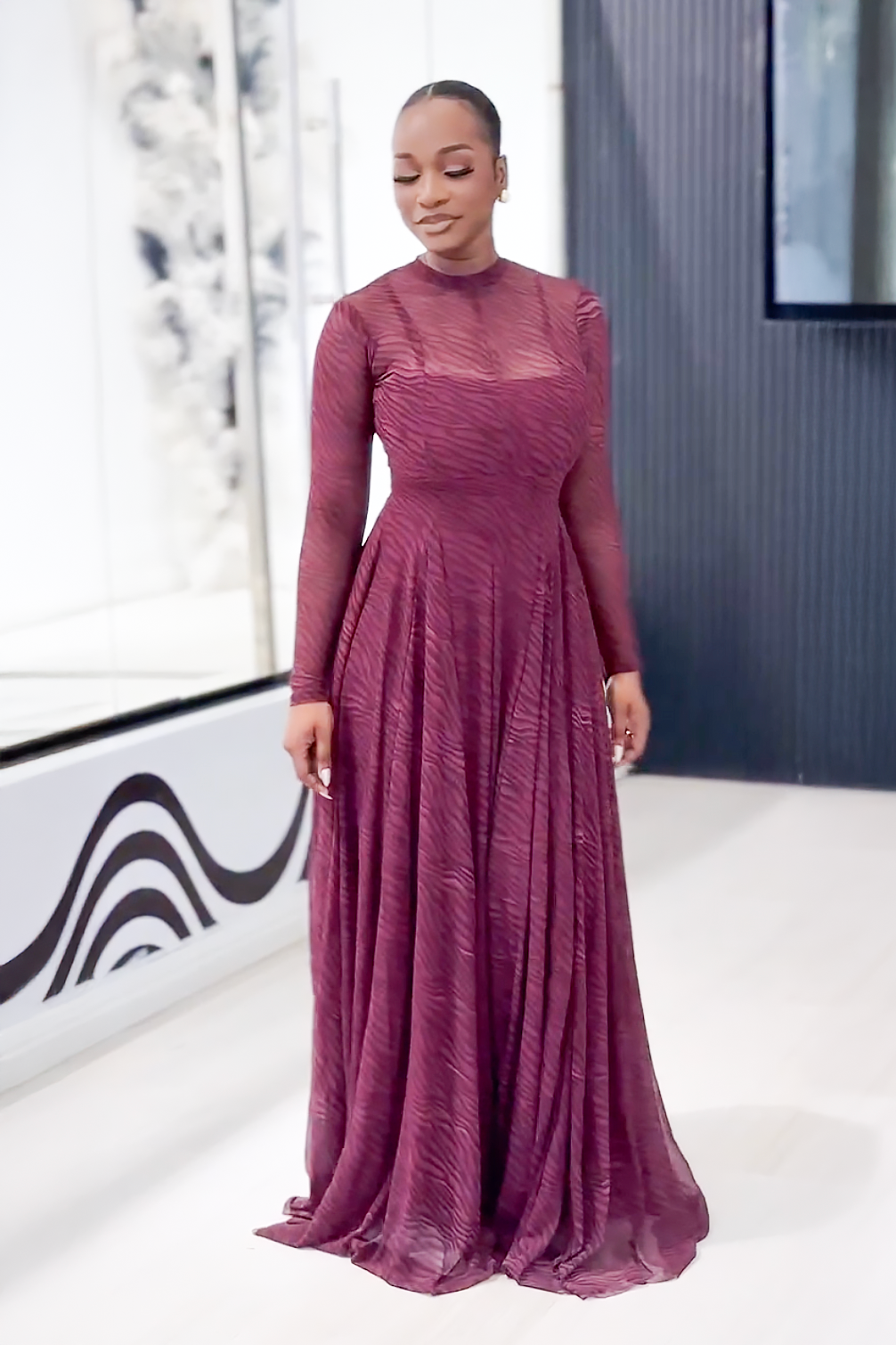 Amethyst Wave Mesh Maxi Dress