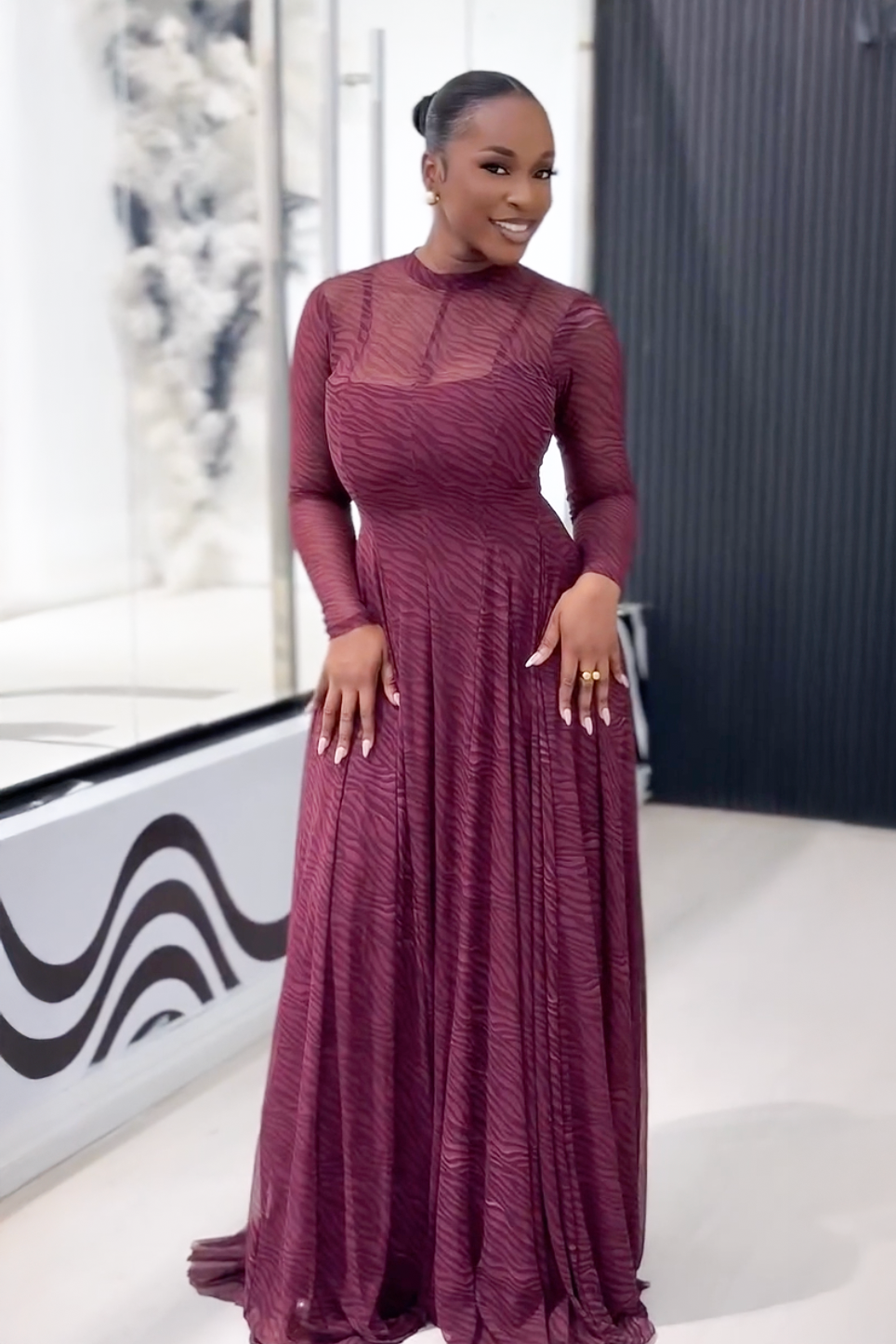 Amethyst Wave Mesh Maxi Dress