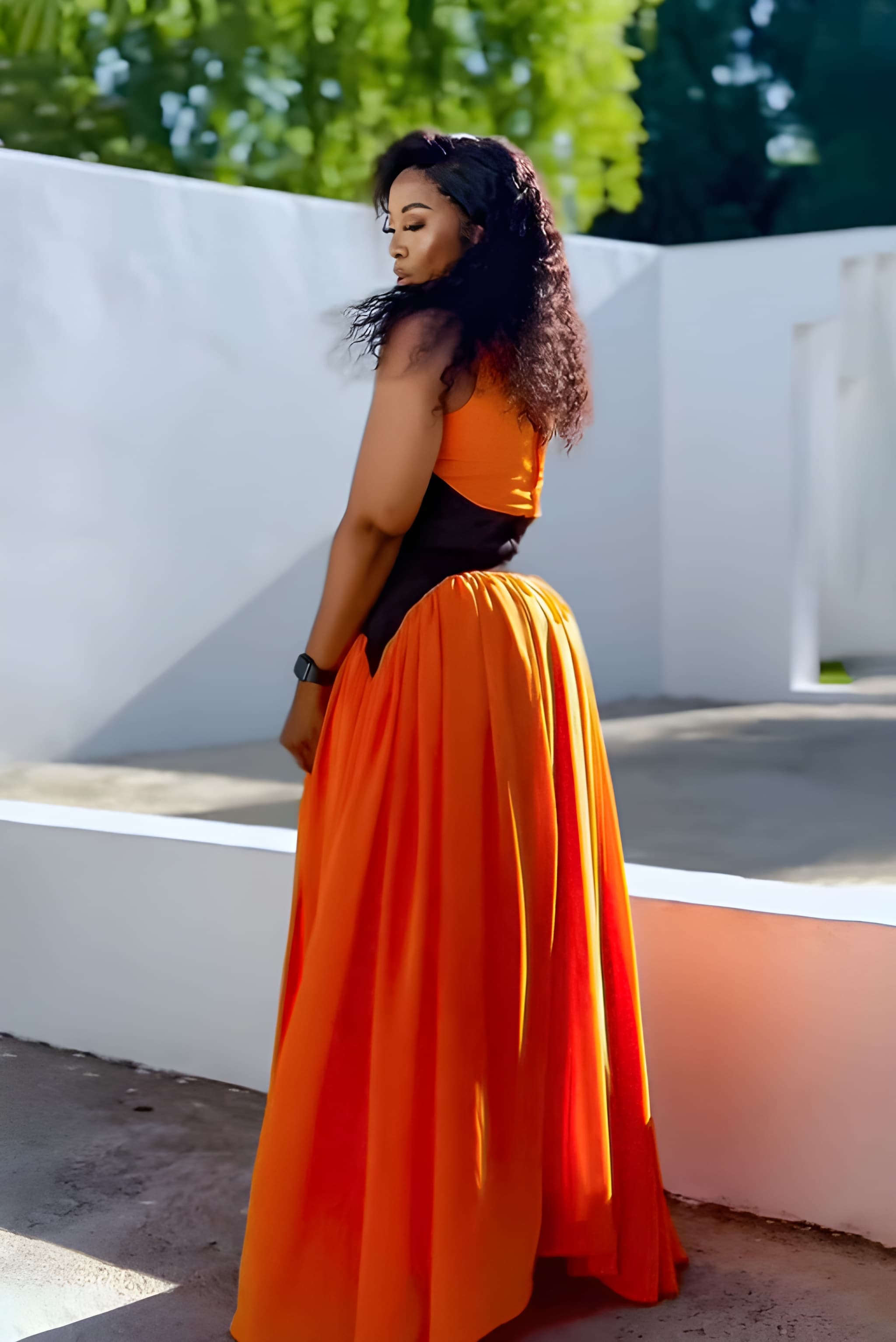 שמלת מקסי להבה של שקיעה