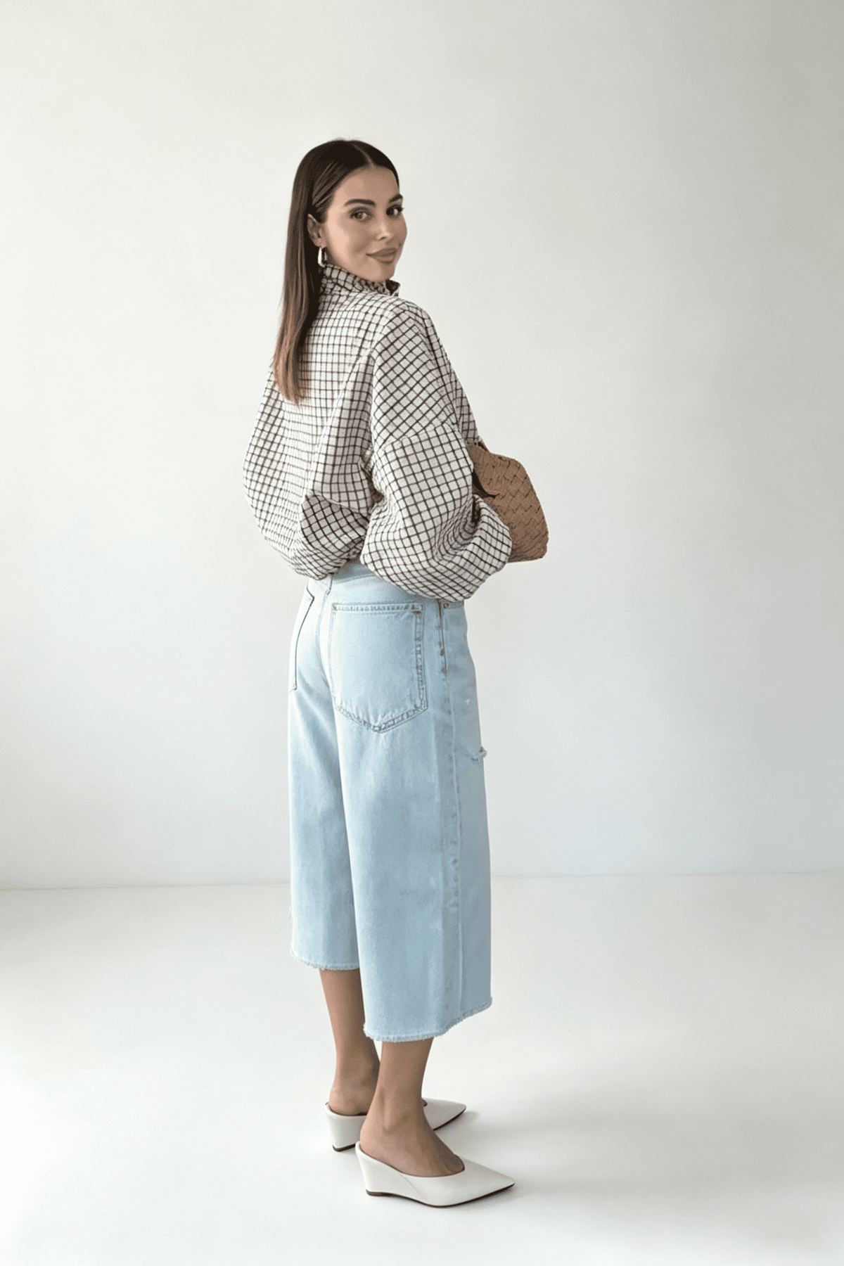 Plaid Asymmetric Button Loose Jacket