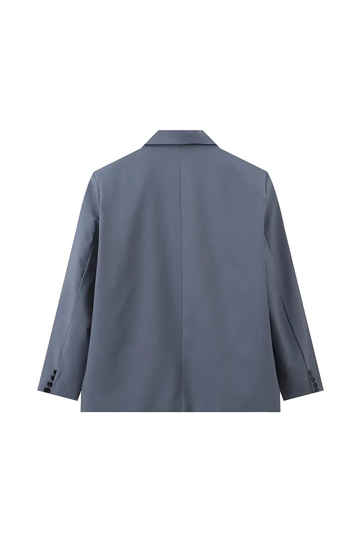 Blazer oversize à fente latérale bleu acier