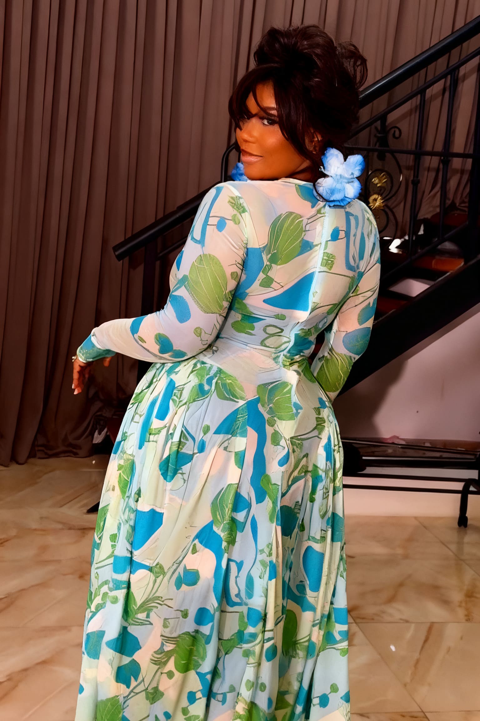 Sheer Floral Illusion Maxi Dress