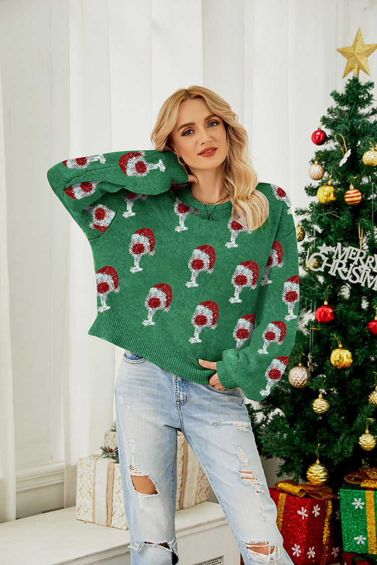 Christmas Puff Sleeve Genser