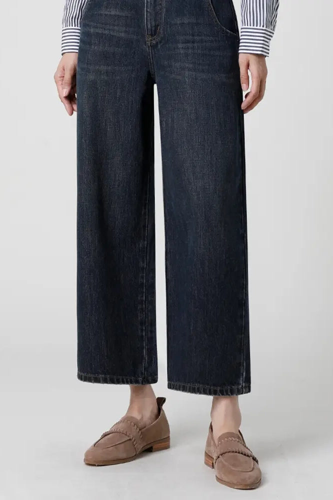 Denim cargobroek met hoge taille