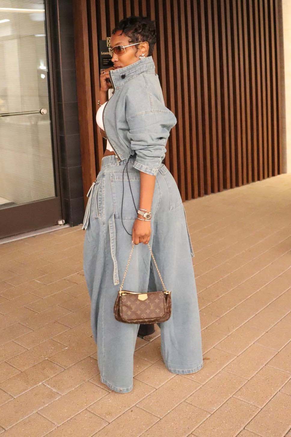 Vintage Wide-Leg Denim Two-Piece