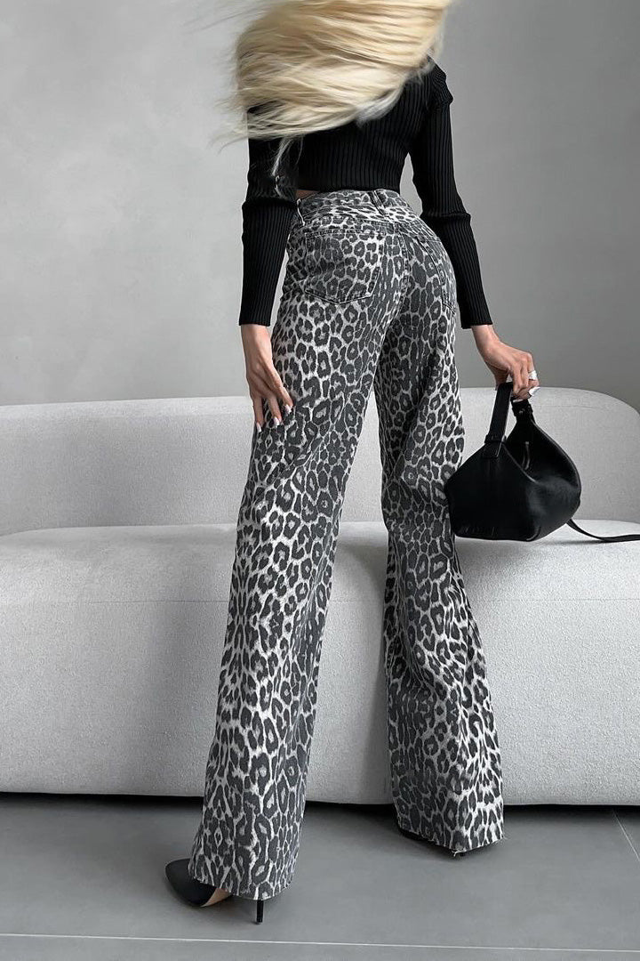 Leopard High-Waisted Jeans