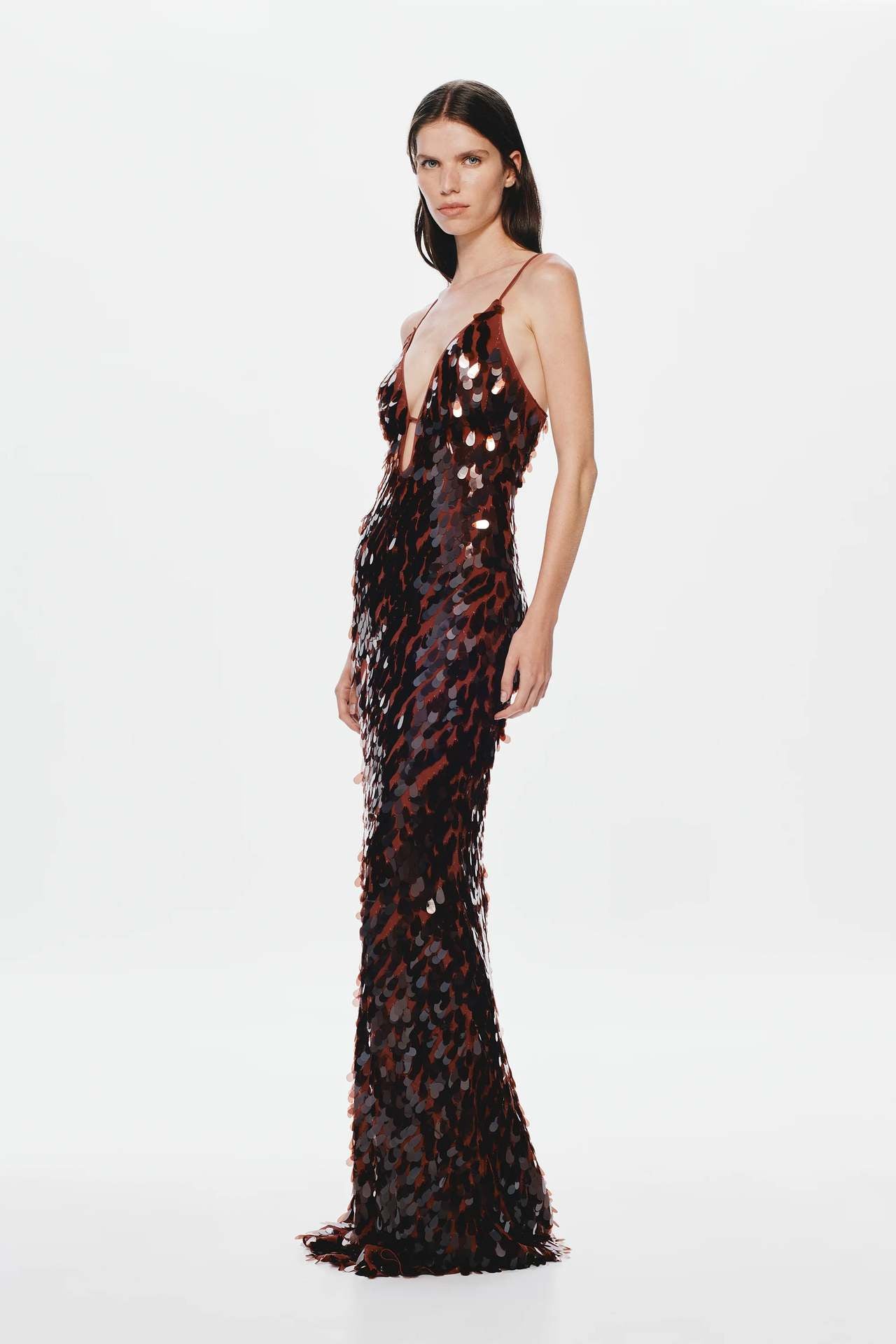 Sequin Spaghetti Strap Maxi Dress