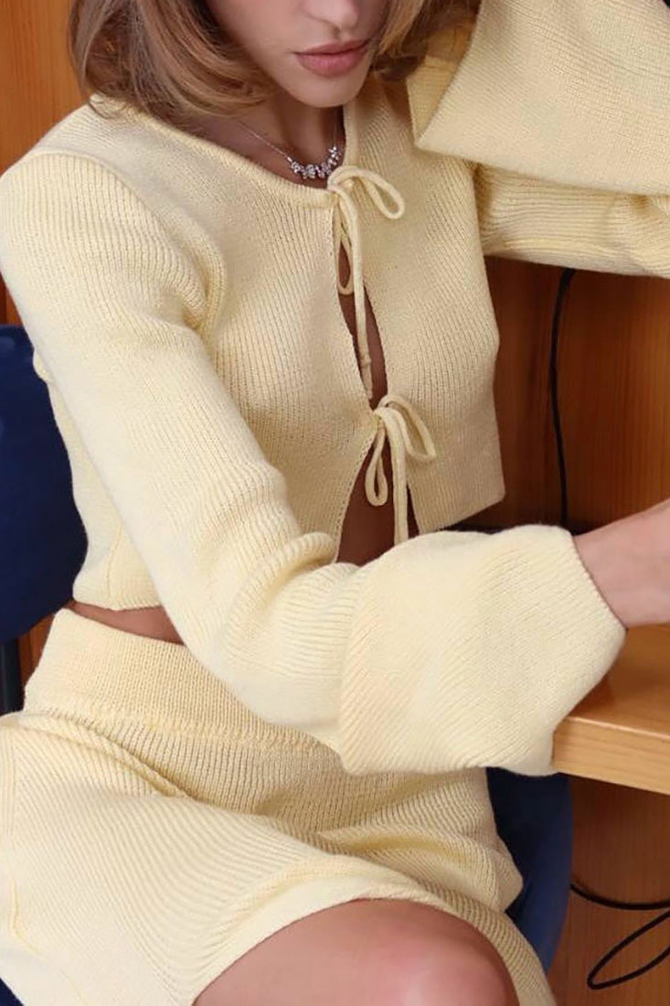 French Y2K Girl Pink Knit Set