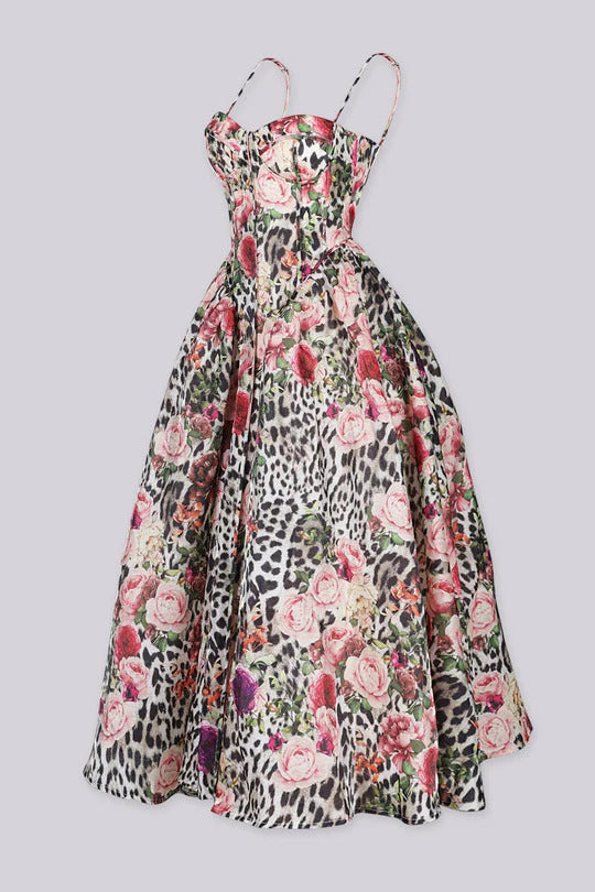 Conjunto de calças florais com mangas balonê Félice