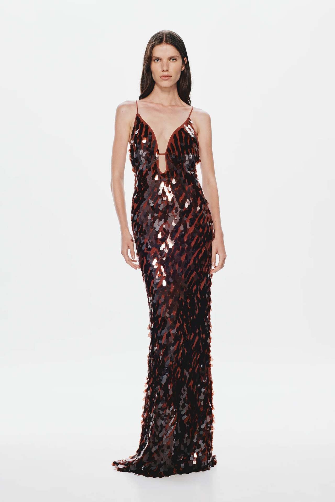 Sequin Spaghetti Strap Maxi Dress
