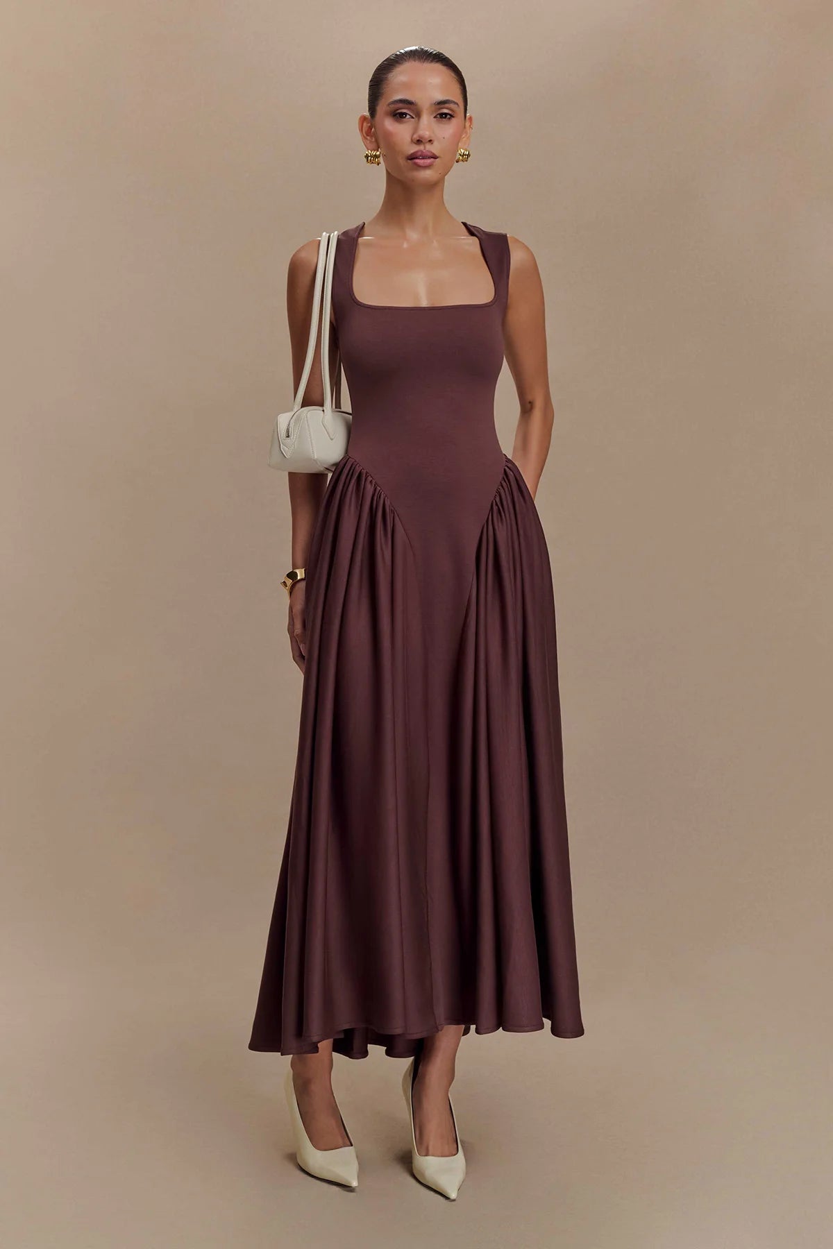 Robe Midi SHARON - Marron Cacao