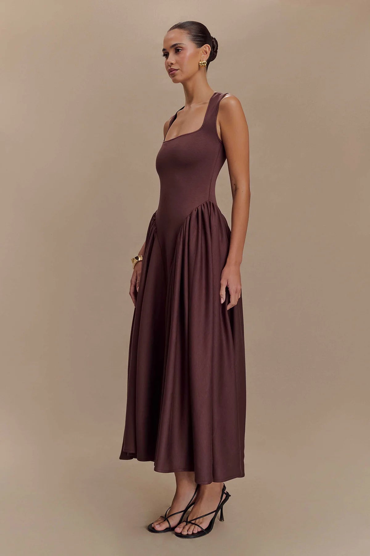 Robe Midi SHARON - Marron Cacao